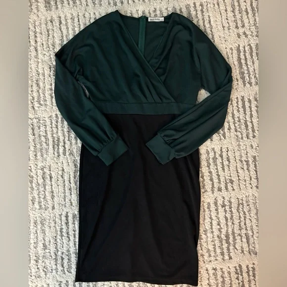 Grace Karin black green elegant career dress size L - Picture 3 of 5